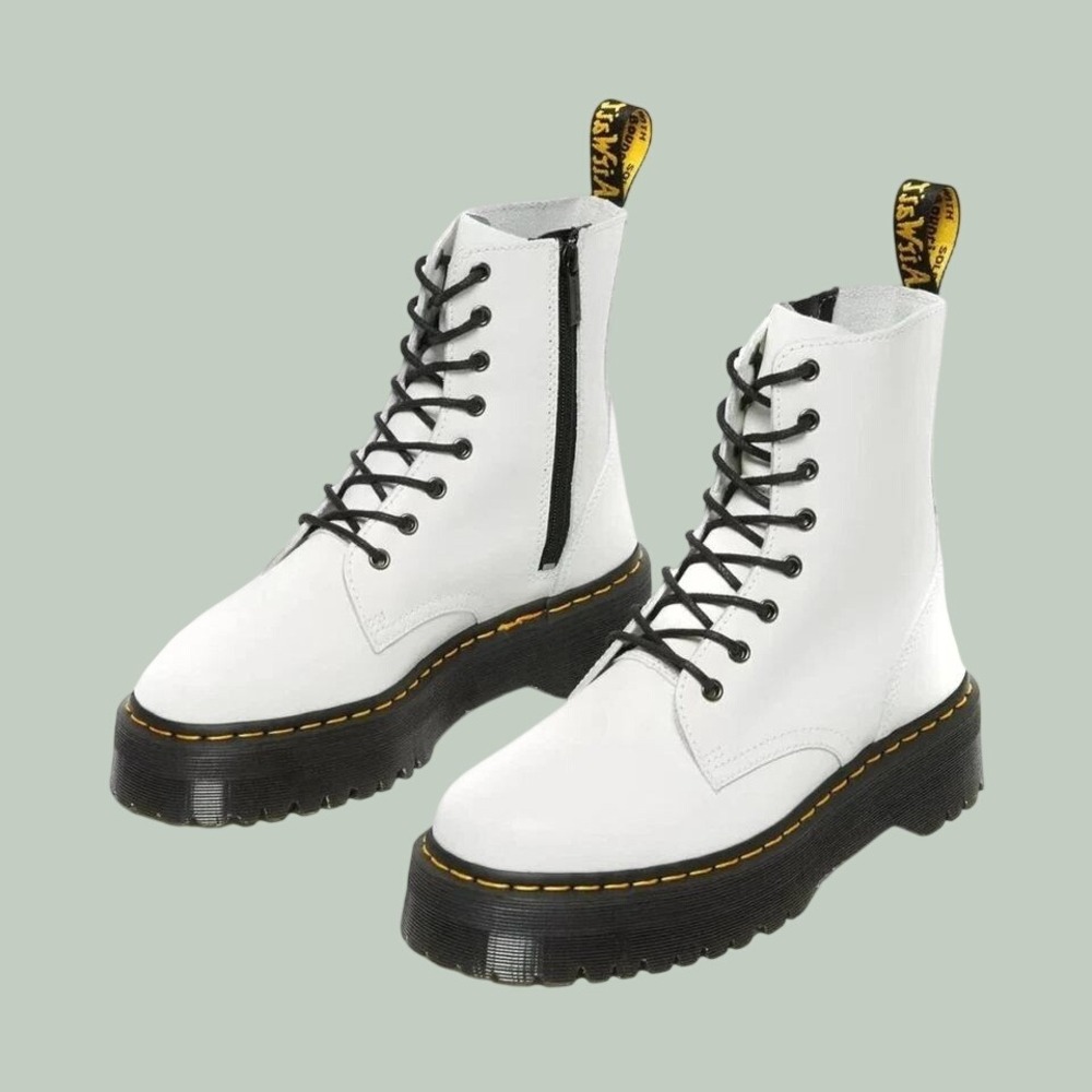 Dr. Martens Jadon White Leather Platform Boots Women's 10/Men's 9 NEW UNISEX